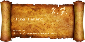Kling Ferenc névjegykártya