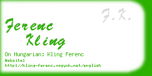 ferenc kling business card